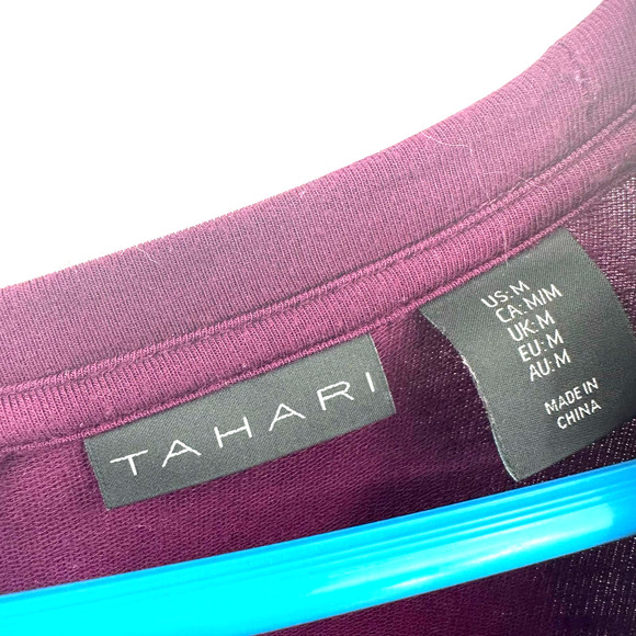 Tahari size medium purple long sleeve t-shirt key hole back blouse top - Picture 5 of 5